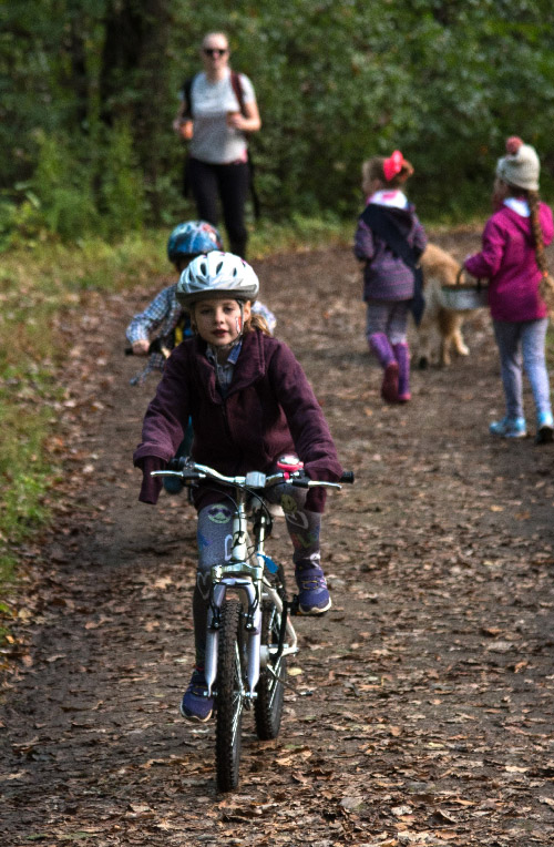 Children biking at the cranberry trail
